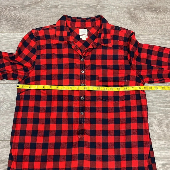 NWOT J. Crew Perfect Fit Popover Long Sleeve Flannel Buffalo Plaid Top M - Picture 7 of 16